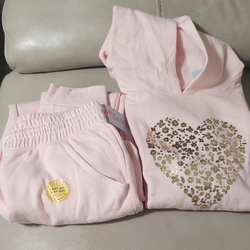 SOLD. Cat & Jack Girl's Light Pink Hoodie And Sweatpants Set NWT